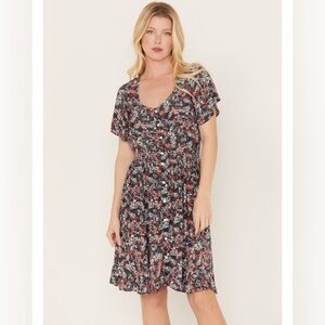 WRANGLER WOMEN'S DITSY SNAP FRONT MINI DRESS